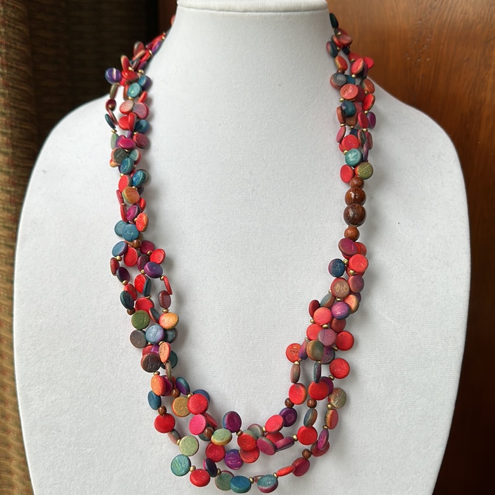 Colorful Boho 3-Stand Beaded Necklace - Picture 4 of 6